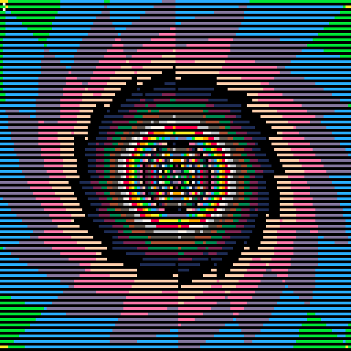PICO-8 demo with a spiral of colors