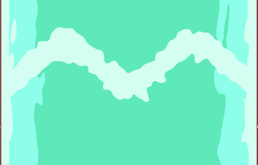 Stylized waterfall generated by a shader